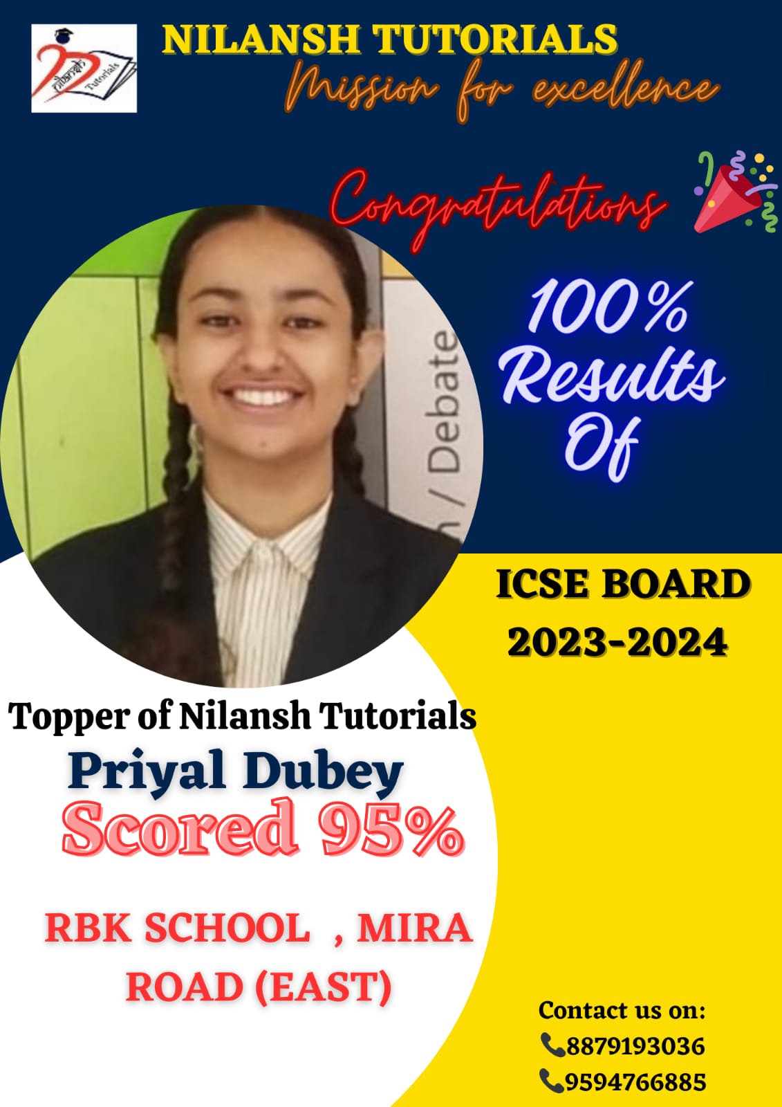 Priyal Dubey β 95% ICSE (RBK School)